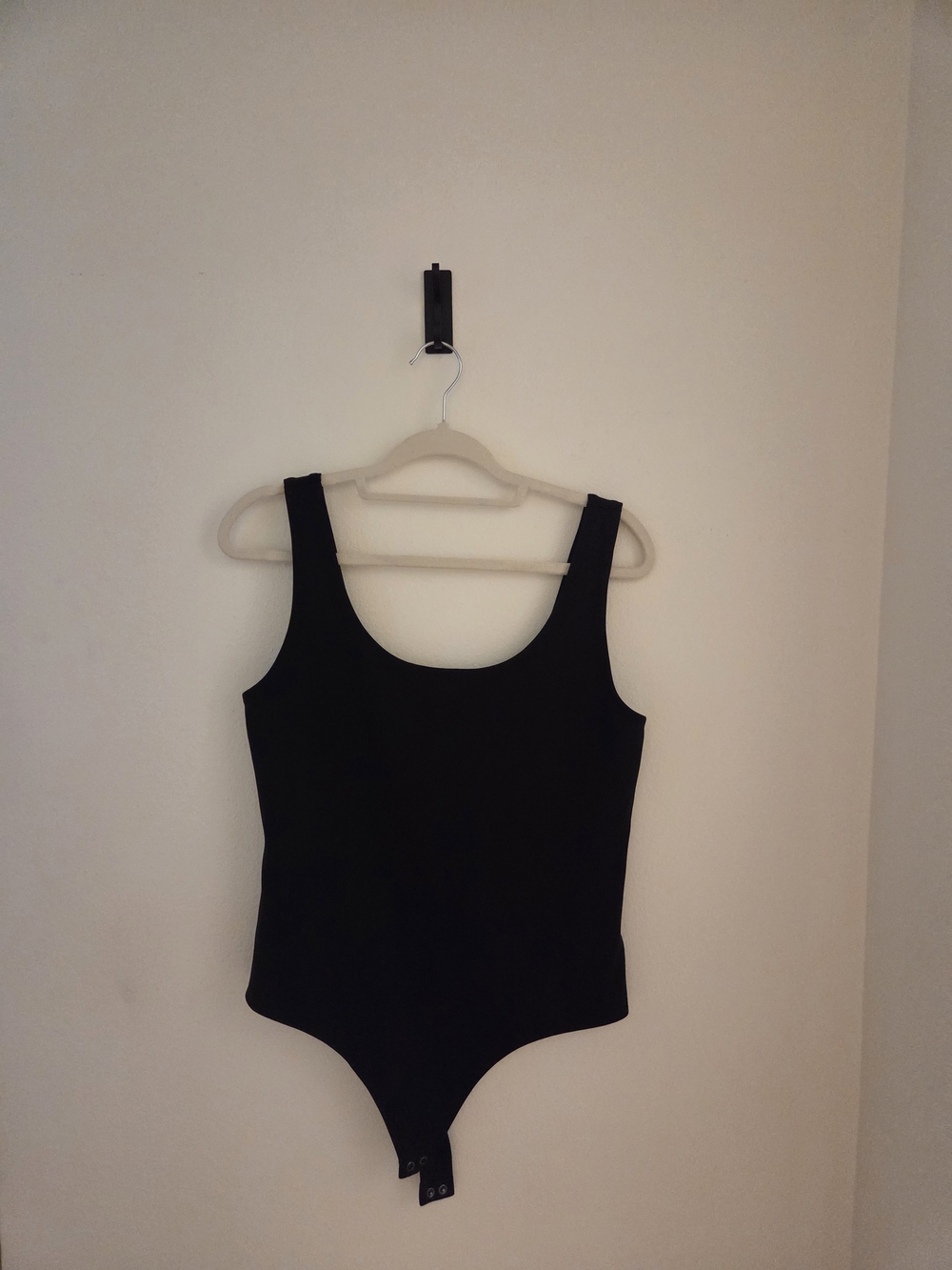 Express Black Scoop Neck Bodysuit with Wide Straps, Size L